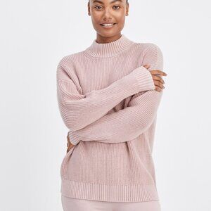 HAVEN Well Within Organic Cotton Mock Neck Sweater M, Dusty Rose, NWT